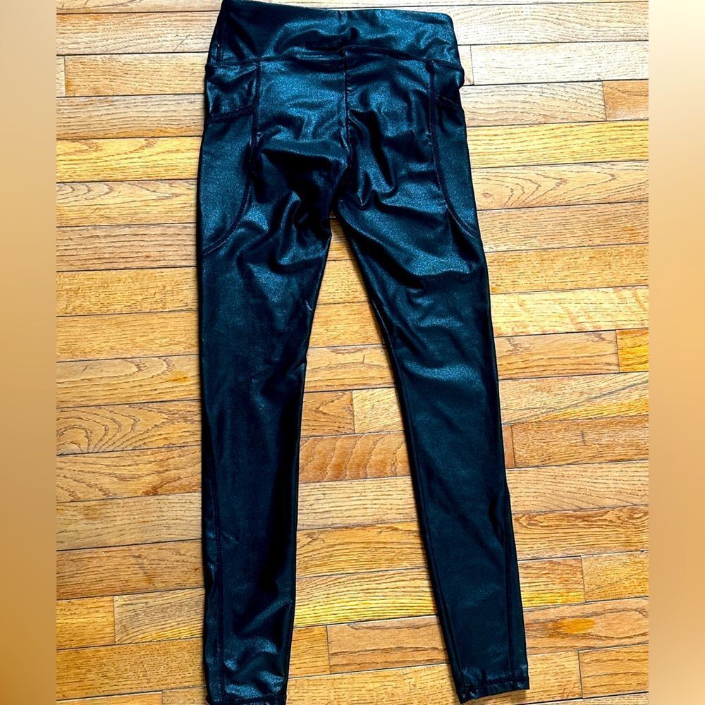 Retro Gong Black Shiny‎ Leather leggings in M